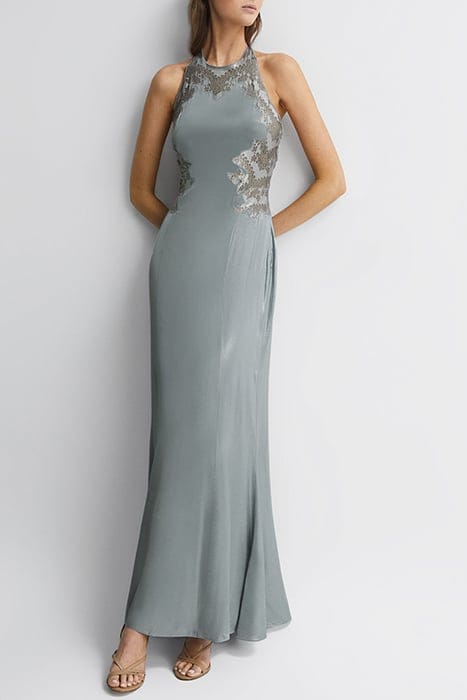 FERN METALLIC MAXI DRESS — SILVER 1