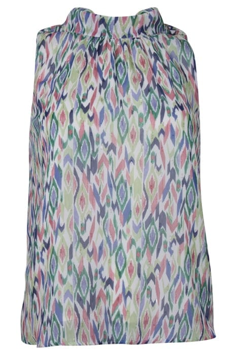 ECRU IKAT DIAMOND PRINT TOP WITH TIE ON BACK 4