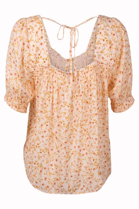 MON SQUARE NECK BUTTON THROUGH FLUSHED CORAL DITSY 2