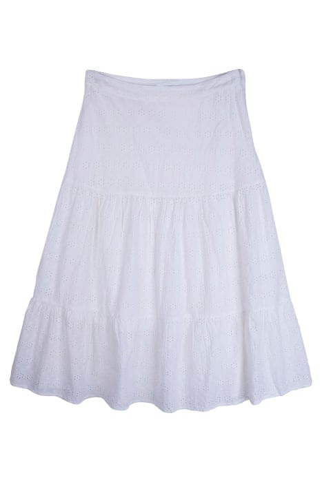BRODERIE TIERED SKIRT WHITE 1