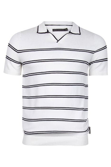 LUX TROPHY STRIPE SS ECRU / MARINE 1