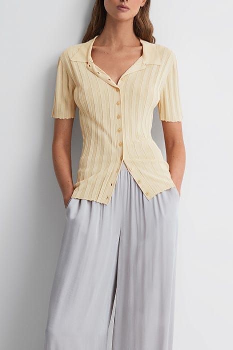 STELLA FITTED CARDIGAN — LEMON 1