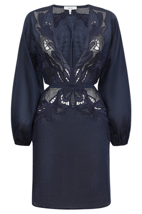LELANI EMBROIDERED MINI DRESS — NAVY 3