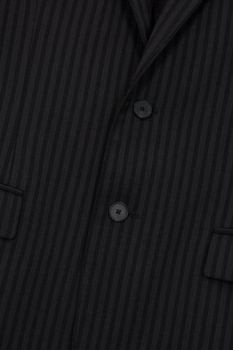 CLASSIC PIPPING COLLAR SUIT JACKET BLACK GREY 6