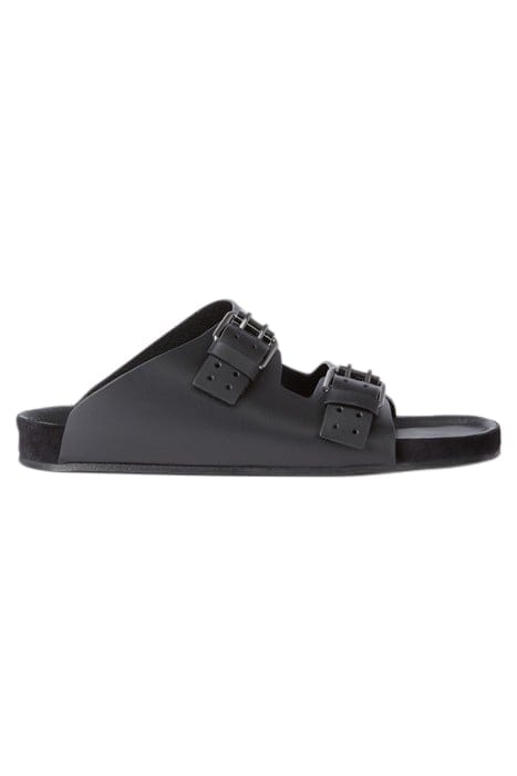 LEATHER SANDAL WITH METAL BUCKLES BLACK 1