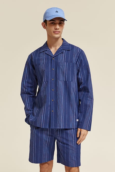 SPACE DYE STRIPE SHIRT NAVY BLUE STRIPE 1