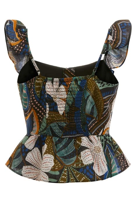 GUESS ECO SL CARINE PEPLUM TOP TROPICAL TRAVELER 5