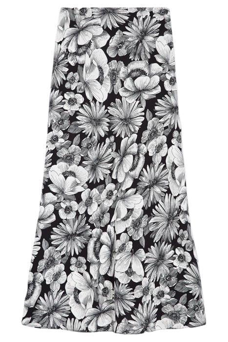 ROMANTIC GARDEN LONG SKIRT BLACK WHITE 3