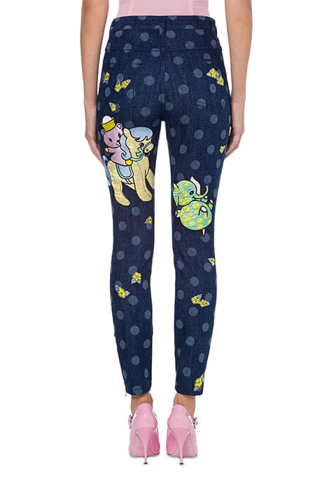 ANIMAL PATCH POLKA DOT DENIM TROUSERS BLUE 2
