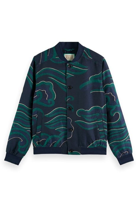 LIGHTWEIGHT JACQUARD BOMBER JACKET WAVE BLUE 1