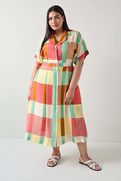 DR IZZY BLOCK PRINT DRESS MULTI 1