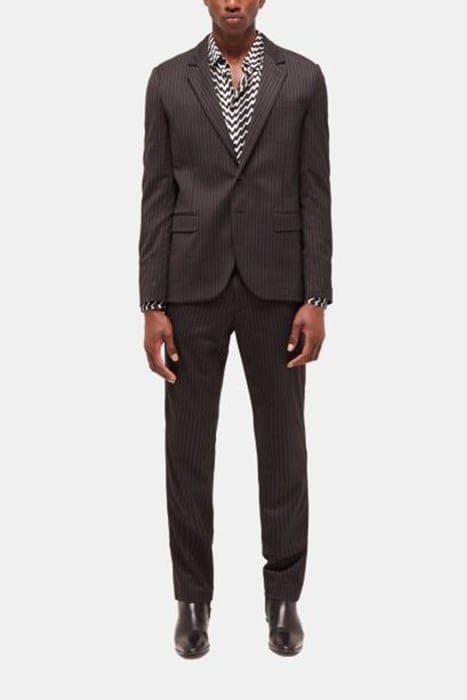CLASSIC PIPPING COLLAR SUIT JACKET BLACK GREY 1