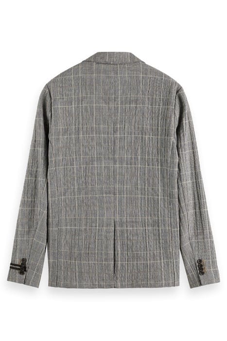CHECKED COTTON-BLEND SEERSUCKER BLAZER BLACK ECRU CHECK 4