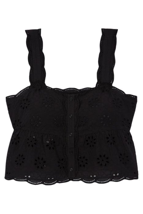 SLEEVELESS TOP BUTTON FRONT BLACK 1