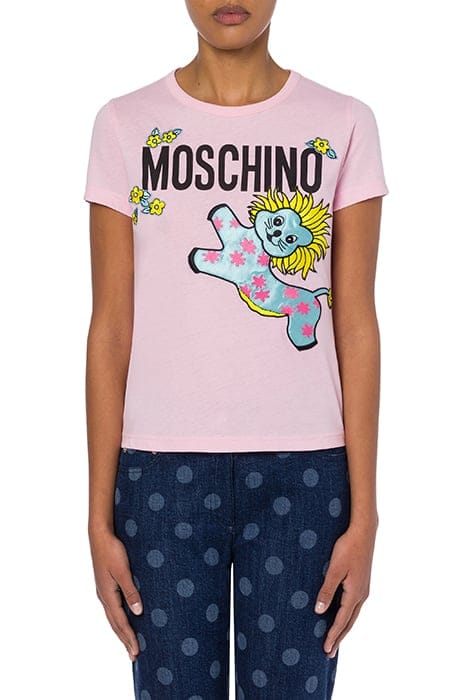 ANIMAL PATCH ORGANIC COTTON JERSEY T-SHIRT PINK 1