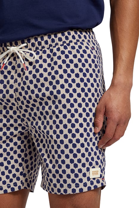 MID LENGTH SWIM SHORT MINI ALL OVER PRINT POLKA NAVY BLUE 7