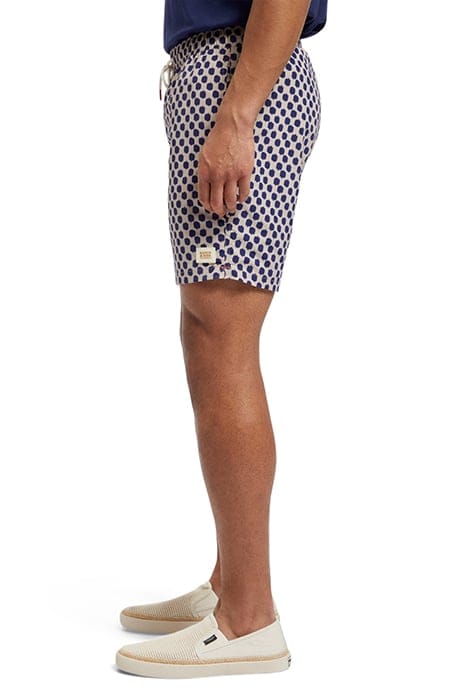 MID LENGTH SWIM SHORT MINI ALL OVER PRINT POLKA NAVY BLUE 6
