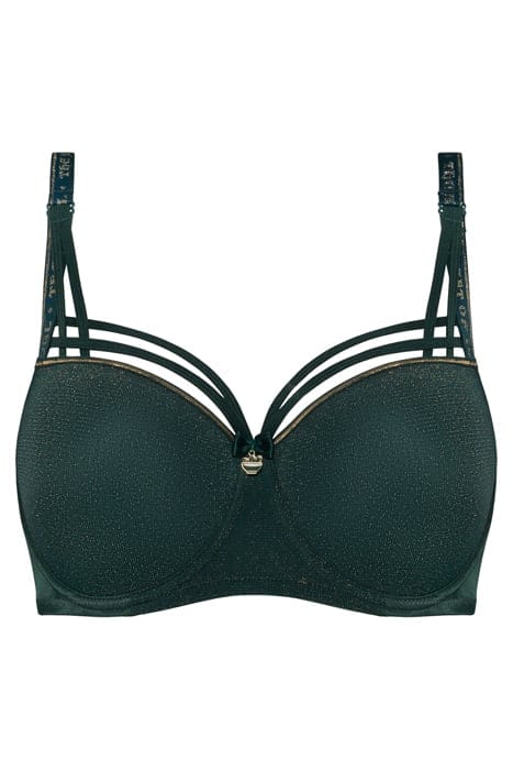 DAME DE PARIS PINE GREEN AND GOLD LUREX BALCONY BRA 2