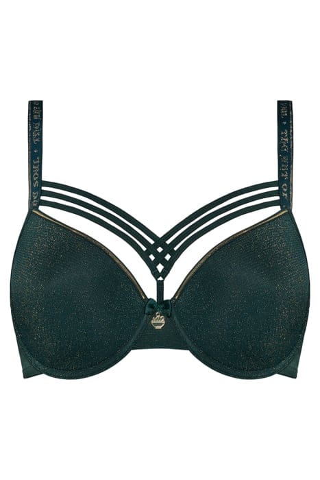 DAME DE PARIS PINE GREEN AND GOLD LUREX PLUNGE BRA 2
