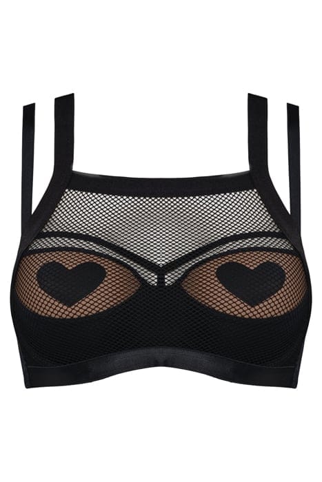 HEARTBREAKER BLACK MESH AND SAND BALCONY BRA 2
