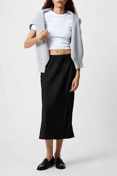 SATIN SLIP MIDI SKIRT BLACK 1