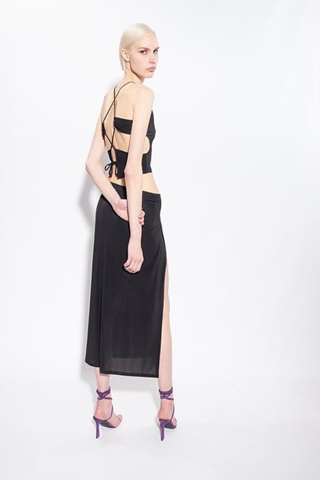 LENINGRADO GONNA JERSEY FLUIDO DRAPPEGGIATO BLACK 2