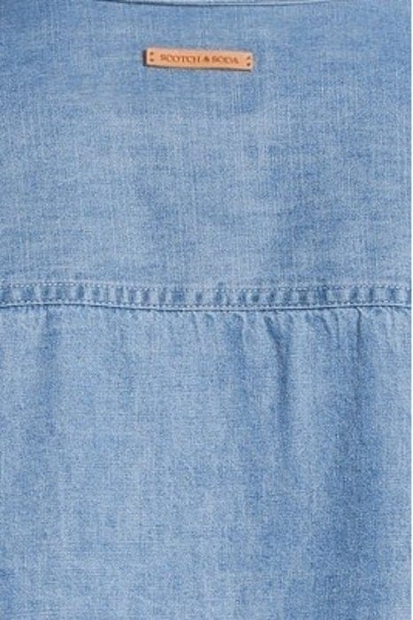 LONG SLEEVE SHIRT WITH ONE POCKET - WASHED INDIGO BLEACHED I 5