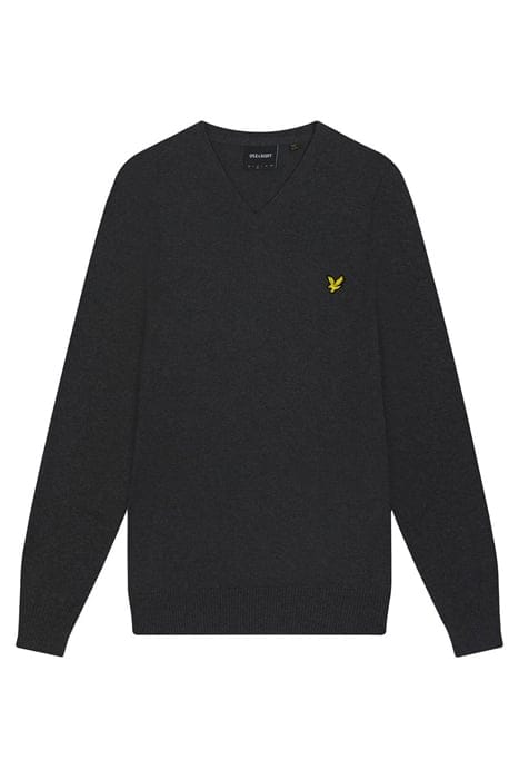 COTTON MERINO V NECK JUMPER CHARCOAL MARL 4