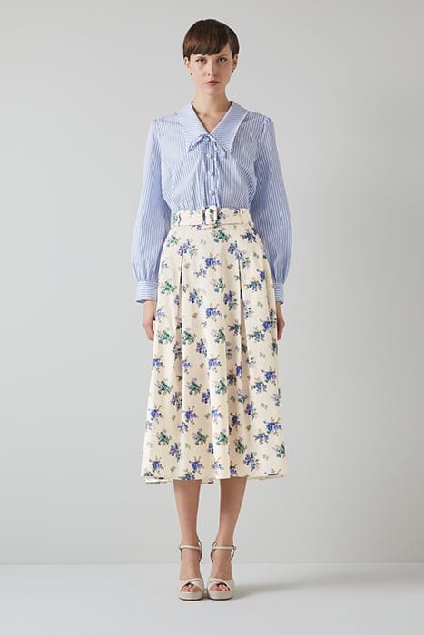 ELODIE BELTED MIDI SKIRT CREAM 1