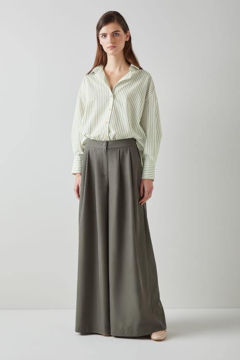 BEXTOR STRIPED BUTTON-DOWN SHIRT GREEN/CREAM 1