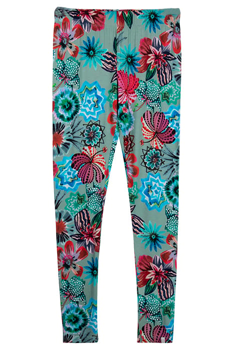 BASIC LEGGINGS PRINT GRANITE GREEN WITH FLORAL MEDLEY 1