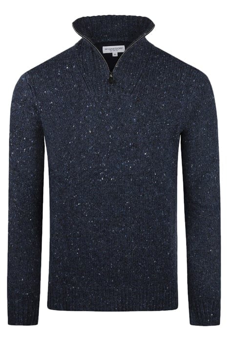 ZIP MOCK FISHERMANS SWEATER NAVY 1