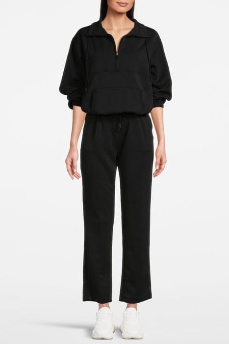MOCK NECK HOODED SWEATSHIRT BLACK 1