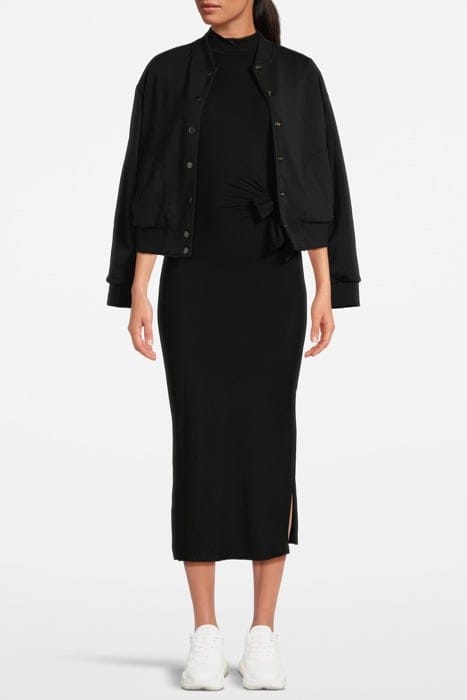 CAP SLEEVE MIDI FUNNEL NECK BLACK 1