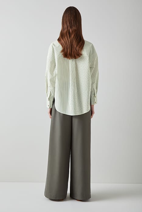 BEXTOR STRIPED BUTTON-DOWN SHIRT GREEN/CREAM 2