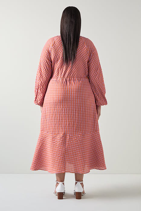 SOPHIE CHECK SHIRT DRESS ORANGE 2