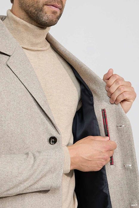 WOOL HERRINGBONE OVER COAT SAND 6