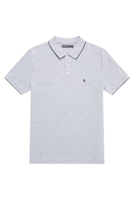 SINGLE TIPPED PIQUE POLO LGT GREY MEL/MARINE 1