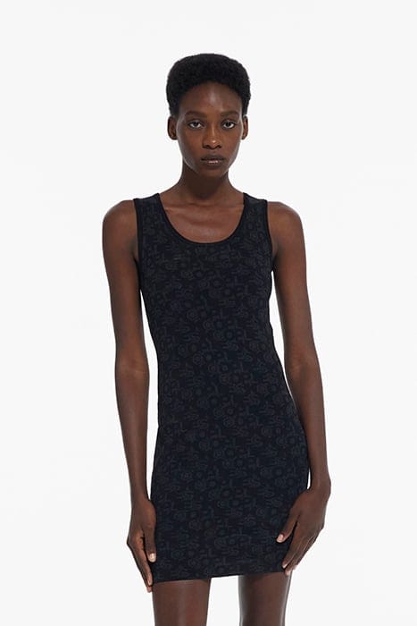 ROBE JACQUARD LOGO ALL OVER BLACK DARK GREY 1