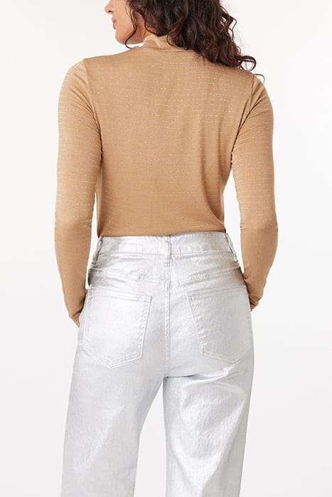 LUREX STRIPE MOCK NECK CAMEL / SILVER 2