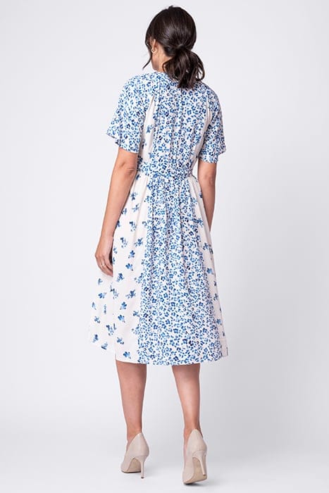 FRILL SLEEVE MATERNITY DRESS BLUE 2