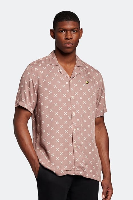 SHUTTLE PRINT REVERE COLLAR SHIRT HUTTON PINK 1