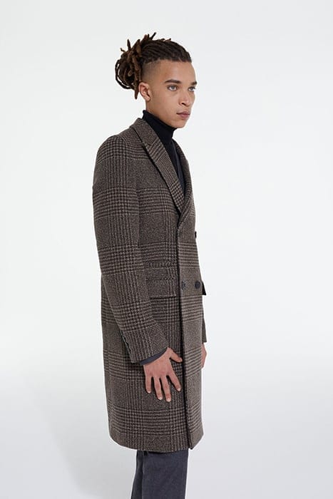 MANTEAU LONG CROISE MOTIF CHEVRONS BROWN 5