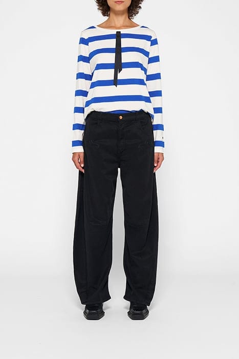 LONGSLEEVE TEE BOW STRIPE ECRU/ELECTRIC BLUE 2