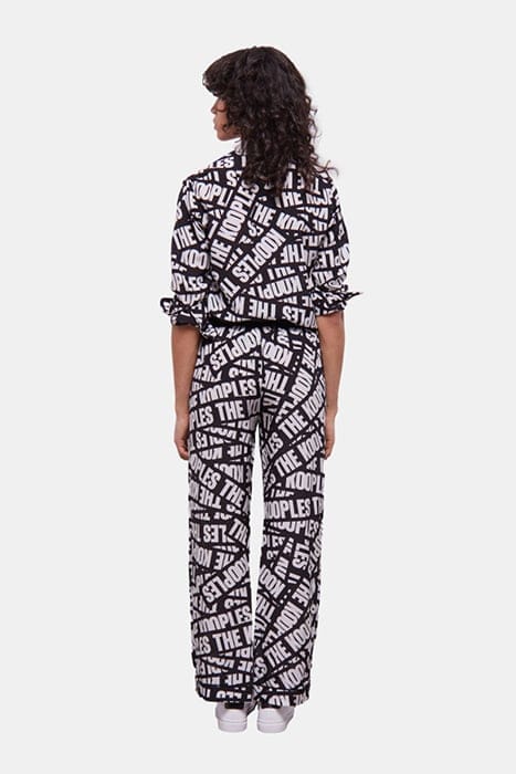 PANTALON JAMBE LARGE A TAILLE ELASTIQUEE BLACK / WHITE 2
