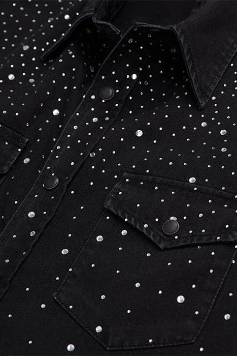 CHEMISE WESTERN BLACK DENIM AVEC STRASS BLACK WASHED 2