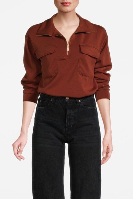 PATCH PKT ZIP FRONT MOCK NECK ARABIAN SPICE 1