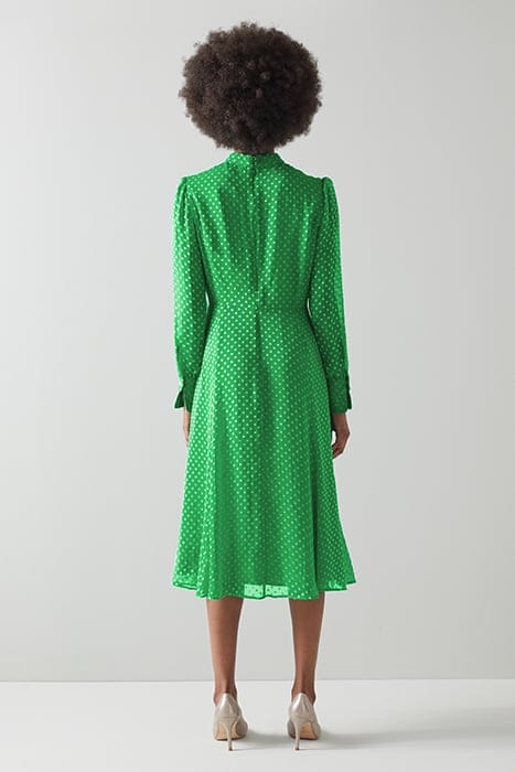 DR MORTIMER TIE NECK GREEN 3