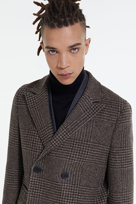 MANTEAU LONG CROISE MOTIF CHEVRONS BROWN 6