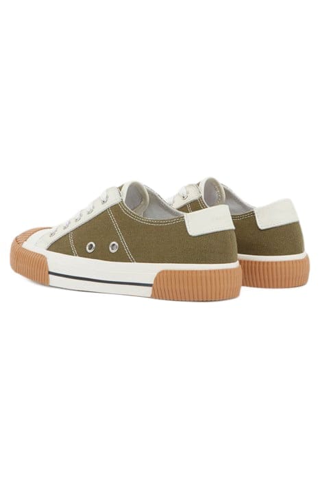 SNEAKERS BASSES EN TOILE AVEC EMPIECEMENTS EN CUIR KAKI 3